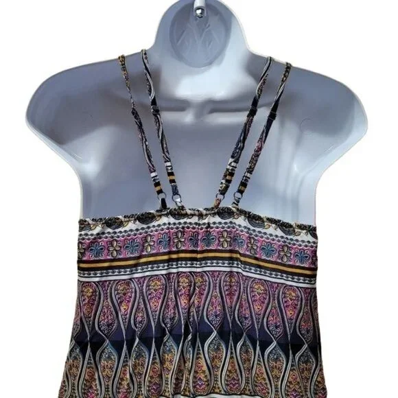 Hollister Women's XS Boho Print Sleeveless Dress Lace-Up SummerFestival Style - Picture 5 of 10